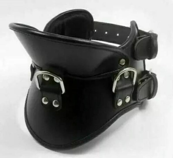 Genuine Leather Slave Posture Collar Bondage Neck Restraint/Unisex Luxury Leather Neck Collar