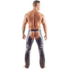 Men's Sexy Leather Chaps with Zipper and Thong