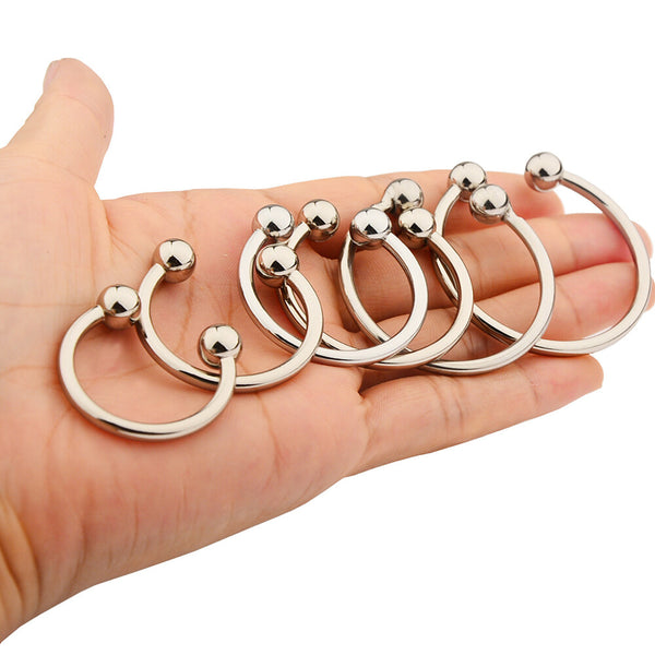 Dual Ball Cock Head Glans Penis Ring Sex Increase Orgasm Men Stainless Steel