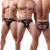 Sexy Mens Faux Leather Underwear Open Butt Briefs Jockstrap Panties Gay Thongs